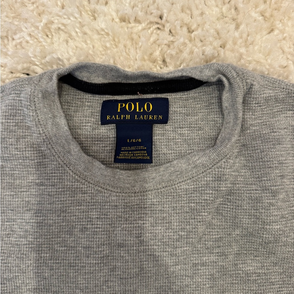 Polo by Ralph Lauren Men's Heather Gray Crewneck, excellent cond - Picture 4 of 7